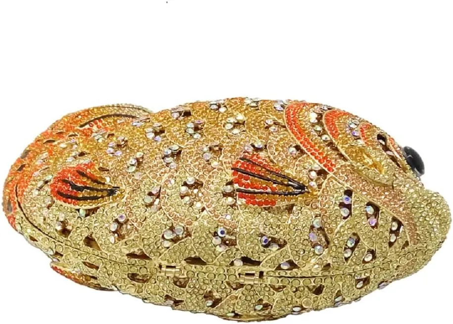 Boutique De FGG Fish Rhinestone Clutch Purses for Women Formal Evening Bags Prom Purse Wedding Party Crystal Clutch Bag,Mini