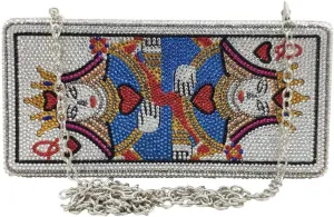 Boutique De FGG Poker Card Rhinestone Handbags Evening Bags and Clutches Women Crystal Clutch Purse for Party Casino, Mini