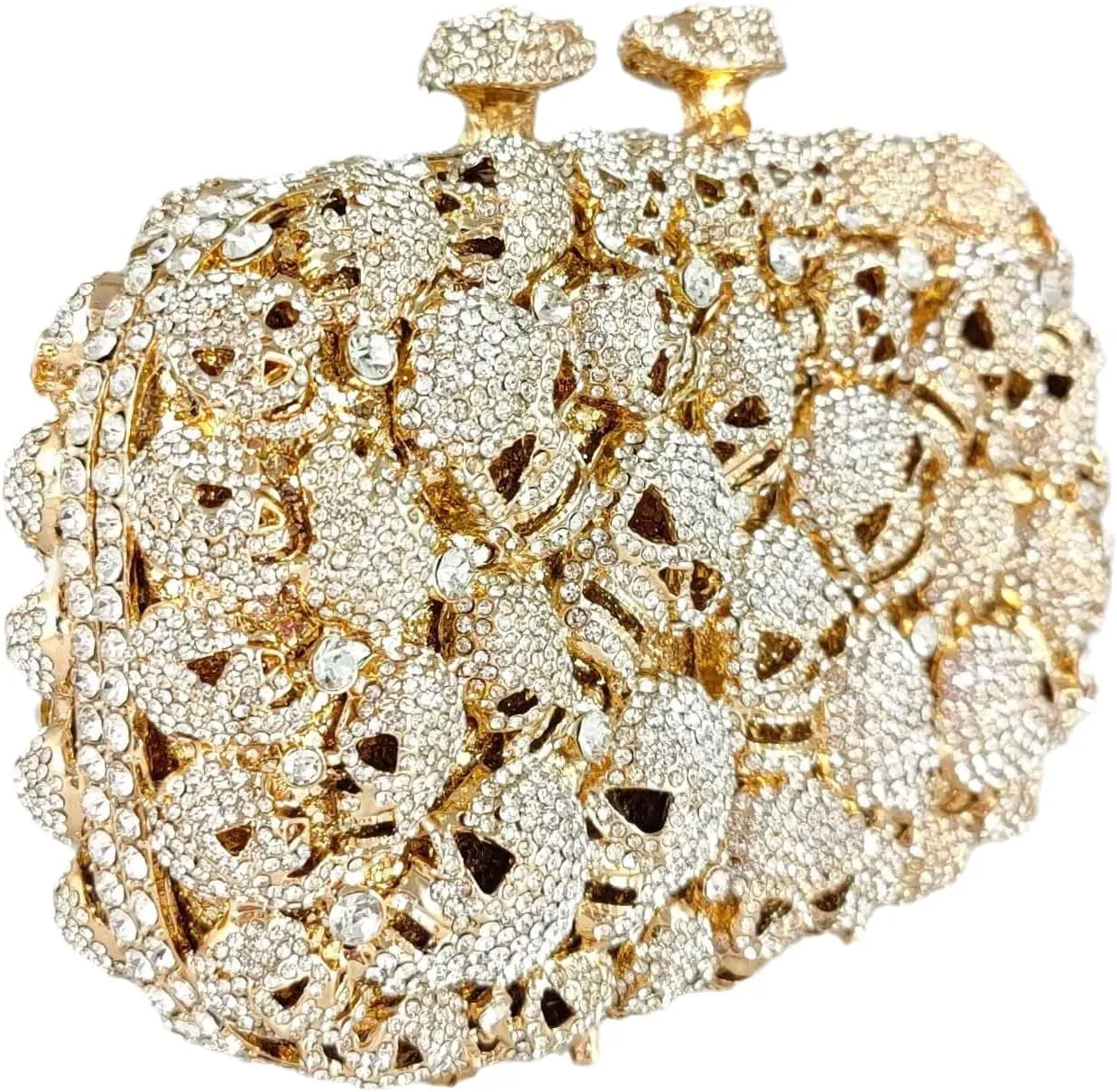 Boutique De FGG Skull Crystal Clutch Purse for Women Formal Rhinestone Clutch Evening Bag Halloween Minaudiere Handbag,Mini
