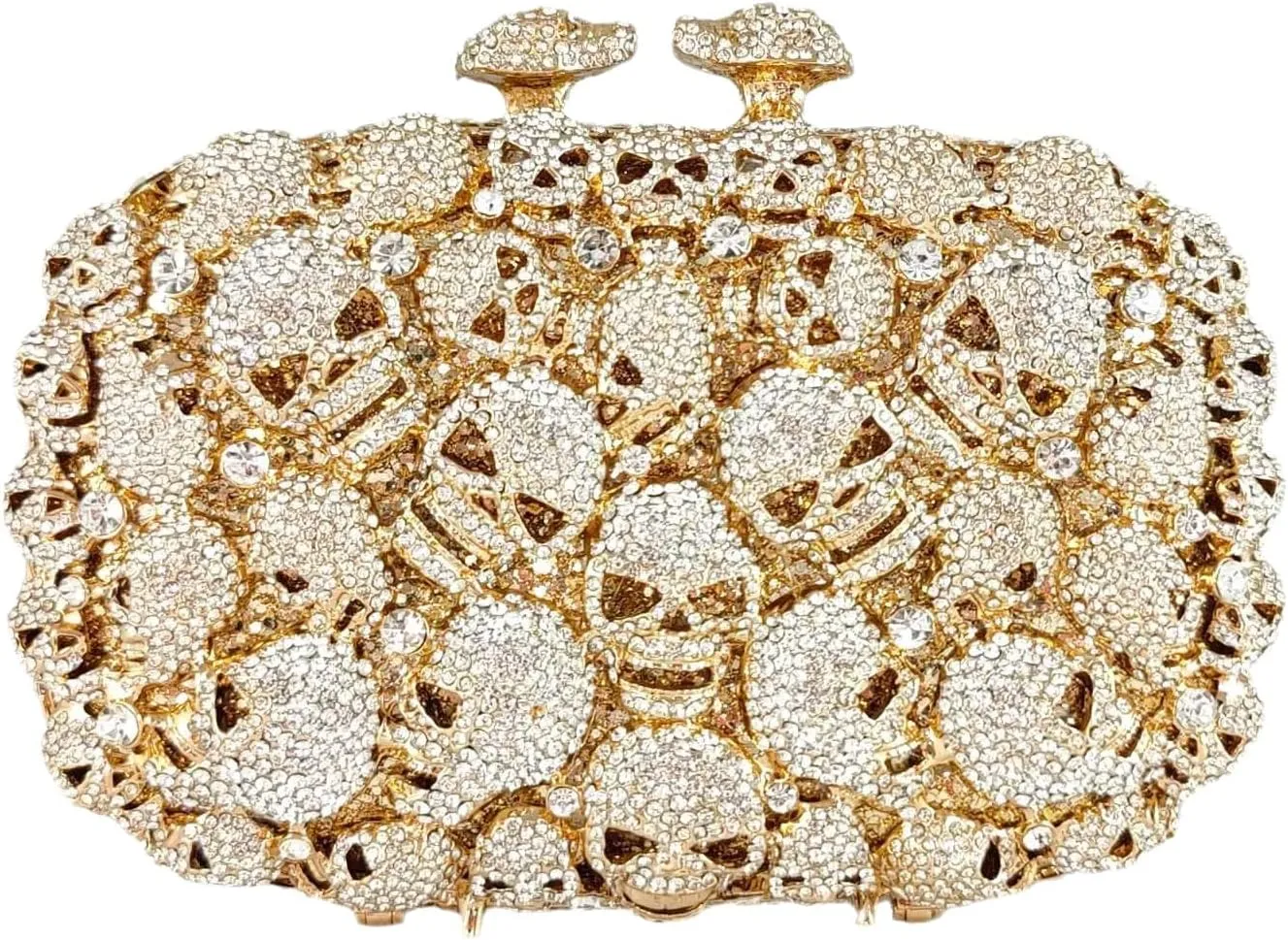 Boutique De FGG Skull Crystal Clutch Purse for Women Formal Rhinestone Clutch Evening Bag Halloween Minaudiere Handbag,Mini