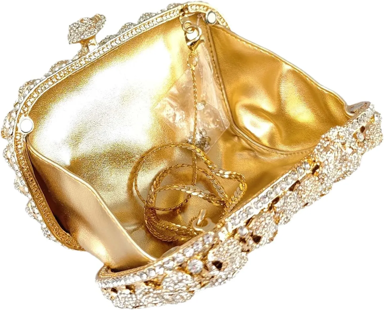 Boutique De FGG Skull Crystal Clutch Purse for Women Formal Rhinestone Clutch Evening Bag Halloween Minaudiere Handbag,Mini