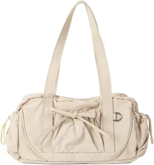 Bow-Tie Sling Bags for Women Lightweight Top-Handle Bags with Drawstring Patch Pocket Soft Vegan Leather Handbags