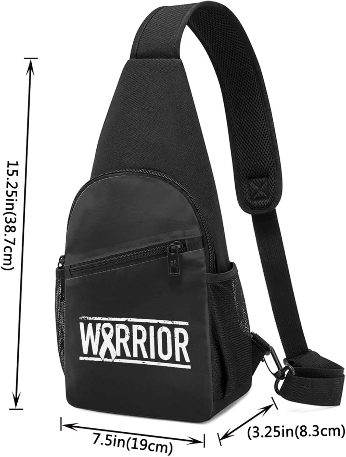 Brain Cancer Warrior Tumor Awareness Ribbon Chest Pack Leisure Shoulder Crossbody Chest Bag