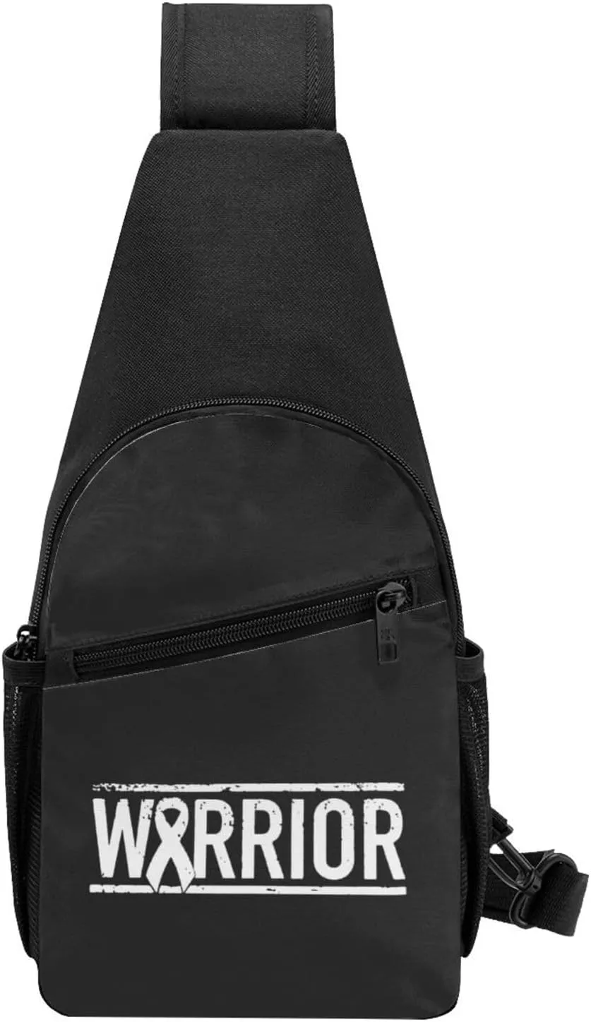 Brain Cancer Warrior Tumor Awareness Ribbon Chest Pack Leisure Shoulder Crossbody Chest Bag