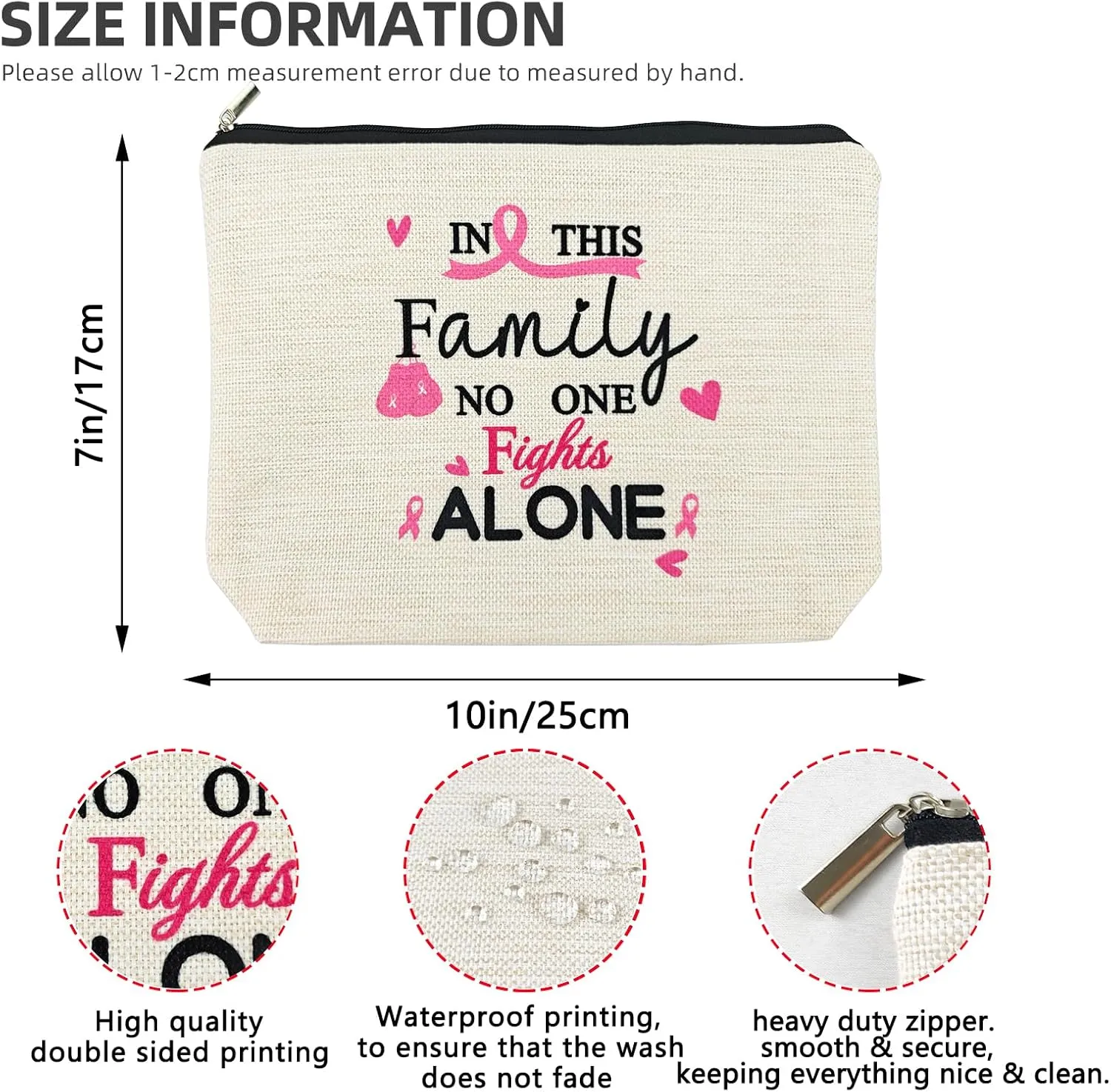 Breast Cancer Survivor Gifts for Women Makeup Bags, Breast Cancer Awareness Accessories, Cancer Care Gifts for Woman, Cancer Comfort Gifts, Cancer Patients Must Have Cosmetic Travel Pouch