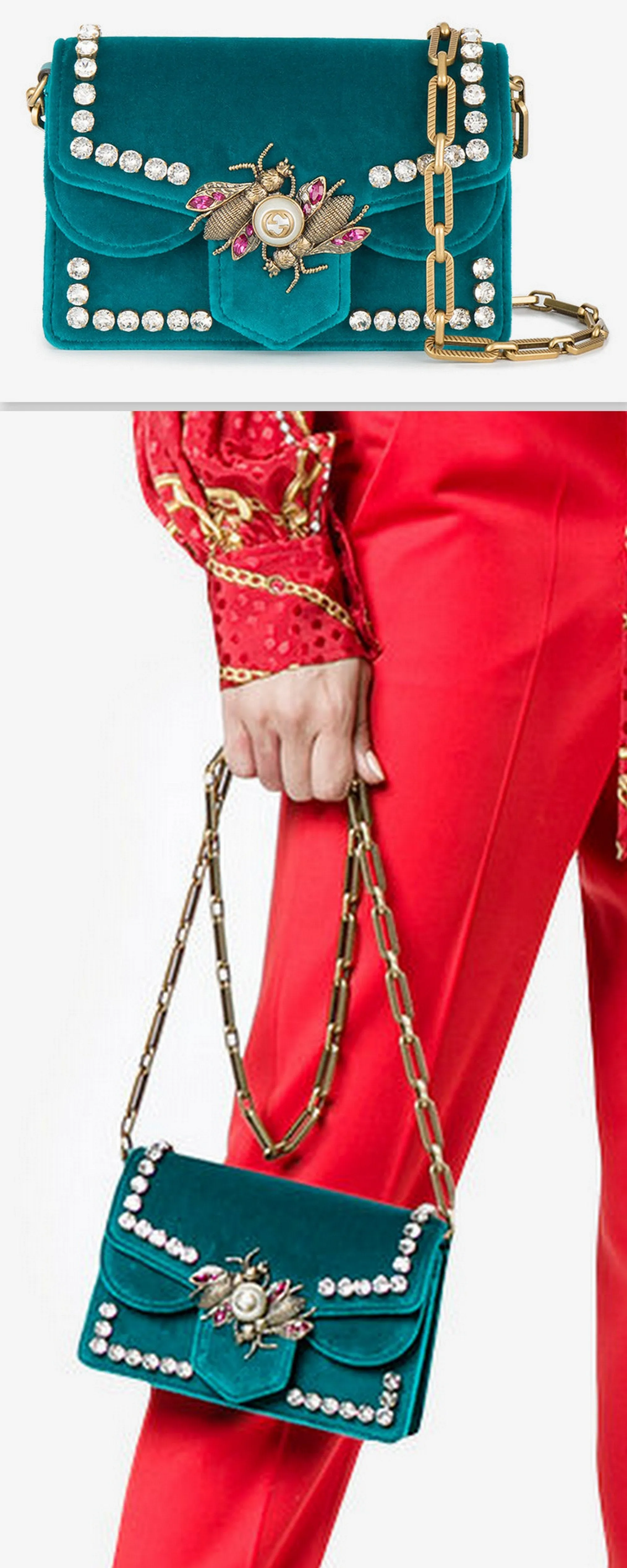 Broadway Velvet Mini Bag, Peacock Blue