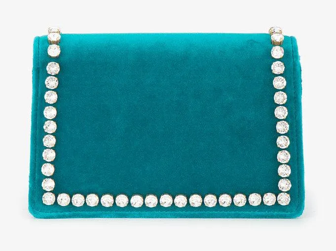 Broadway Velvet Mini Bag, Peacock Blue