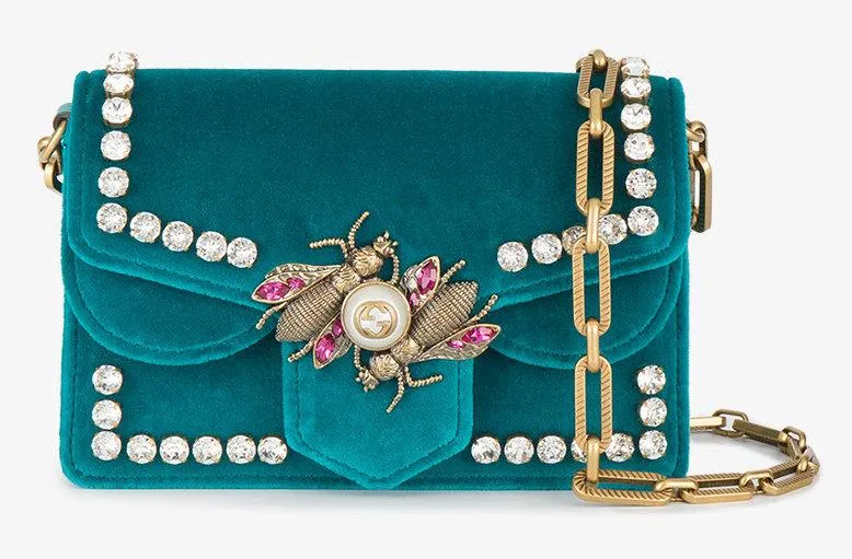 Broadway Velvet Mini Bag, Peacock Blue