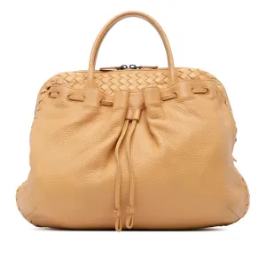 Brown Bottega Veneta Intrecciato Trimmed Leather Handbag