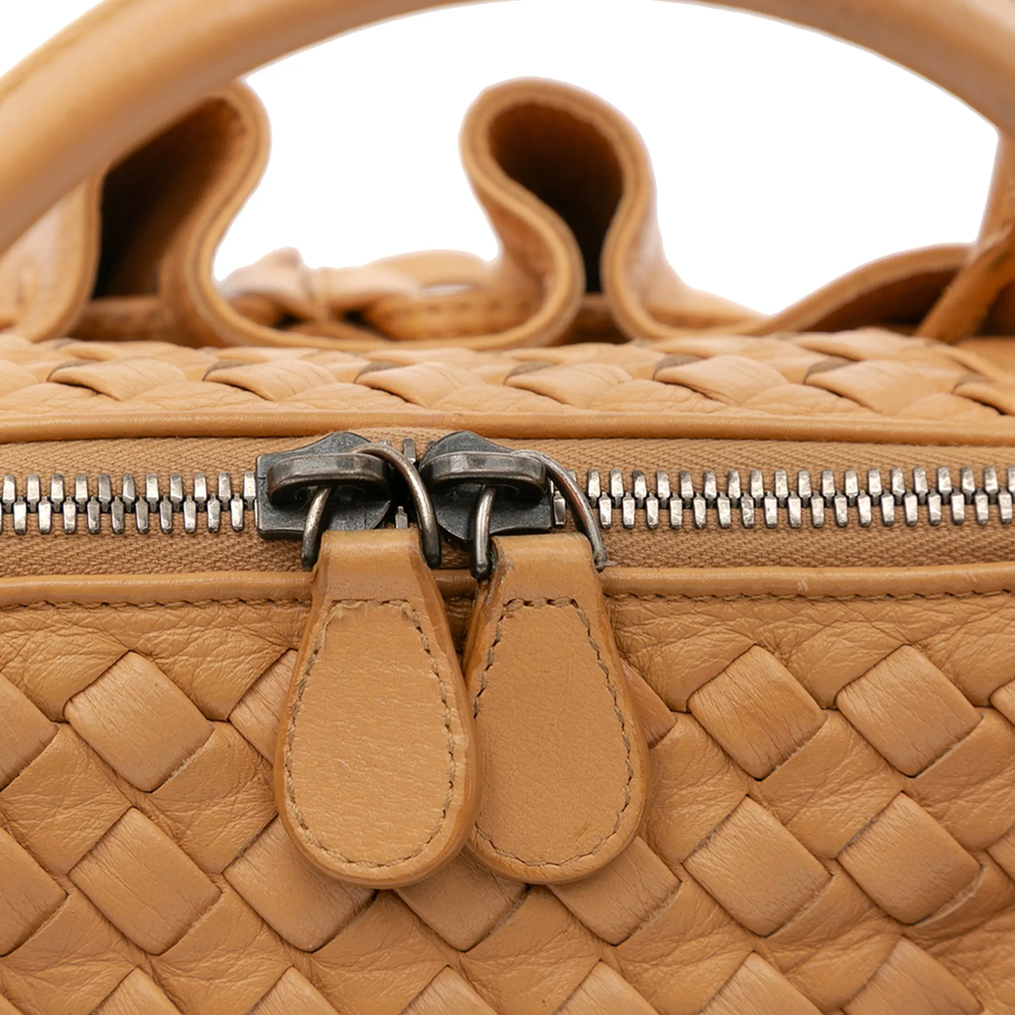 Brown Bottega Veneta Intrecciato Trimmed Leather Handbag