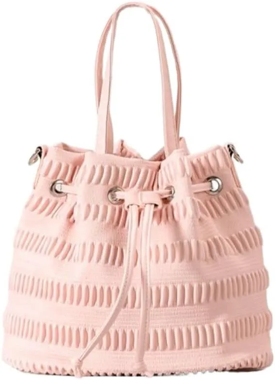 Bucket Bags for Women Drawstring Soft Pu Pleated Handbag Leather Woven Shoulder Bag Crossbody Bag