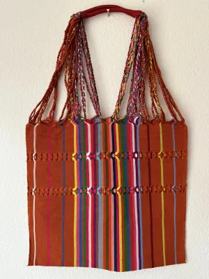 Burnt Orange and Multicolor Loom Tote Bag