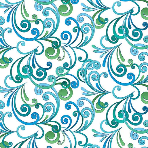 Butterfly Calypso by Benartex - Calypso Swirl White by the yard 3589