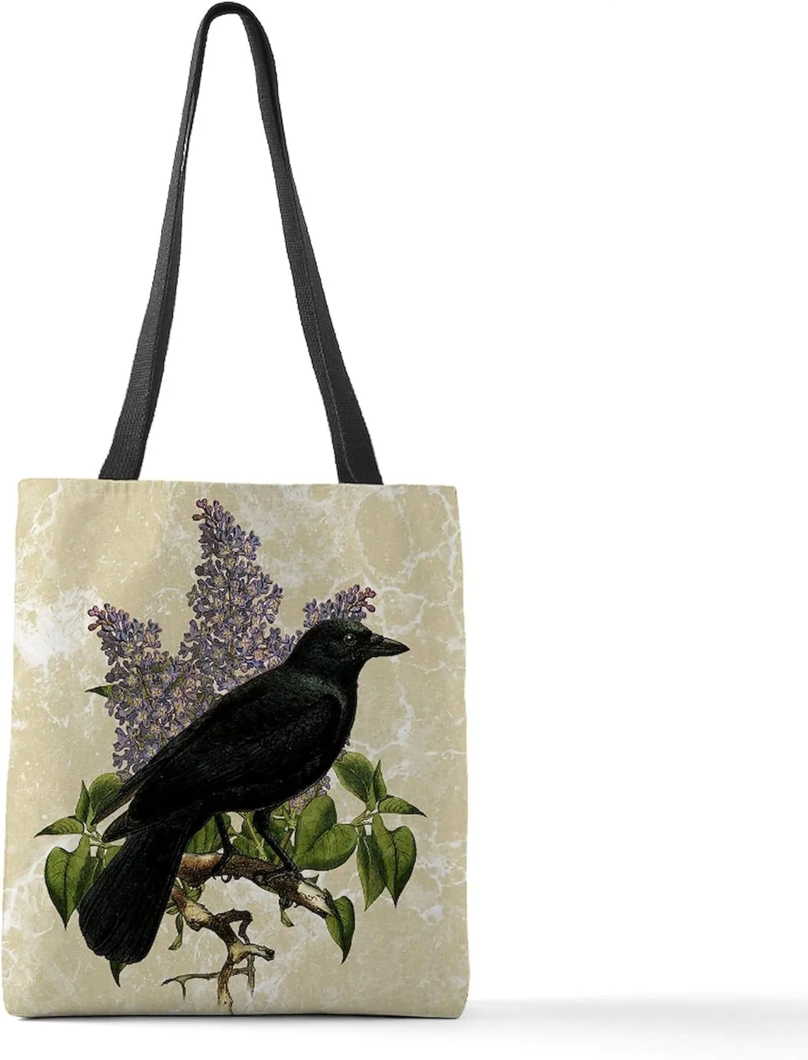CafePress Lilac And Crow_9X12 Polyester Tote Bag 16"x16"