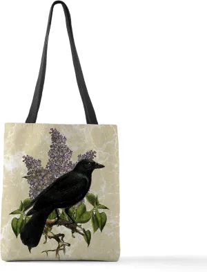 CafePress Lilac And Crow_9X12 Polyester Tote Bag 16"x16"