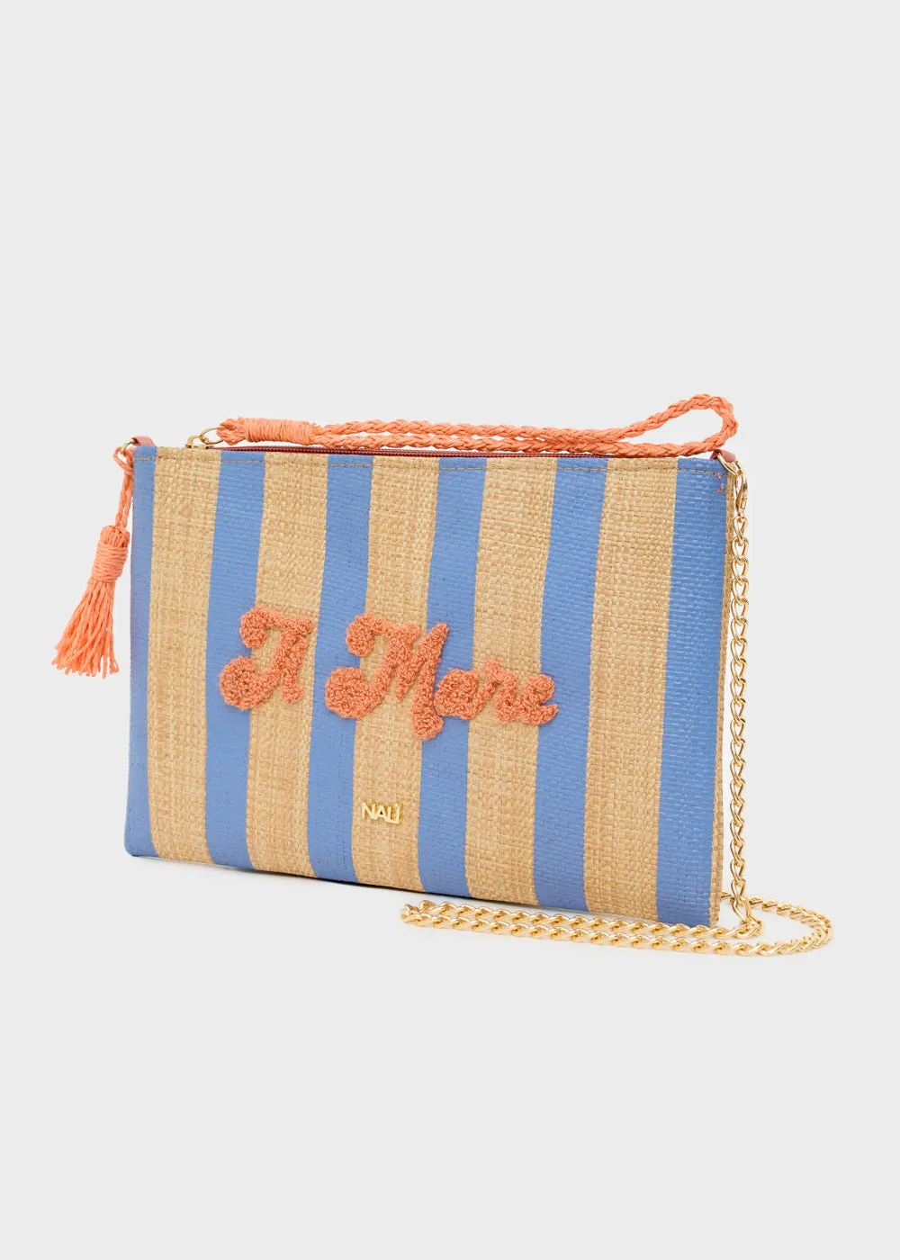 CAPRI POCHETTE IN RAFFIA W/STRIPES