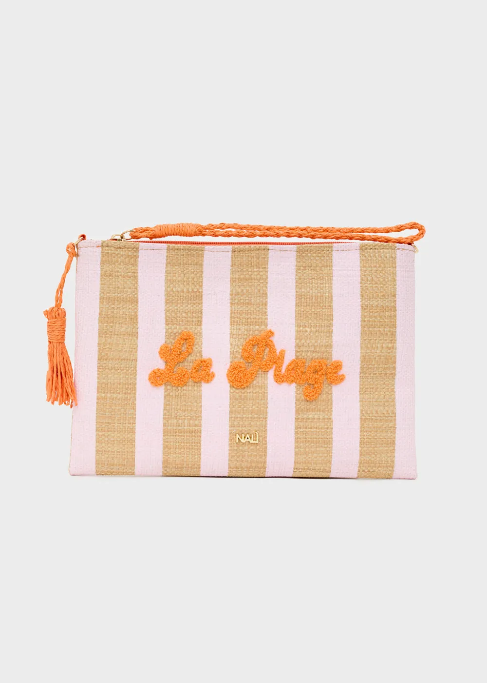 CAPRI POCHETTE IN RAFFIA W/STRIPES