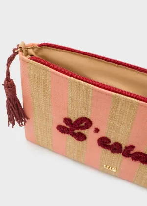 CAPRI POCHETTE IN RAFFIA W/STRIPES