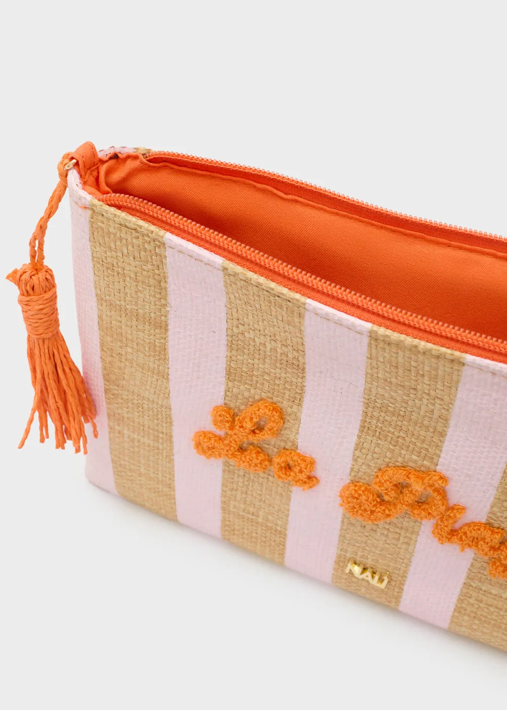 CAPRI POCHETTE IN RAFFIA W/STRIPES