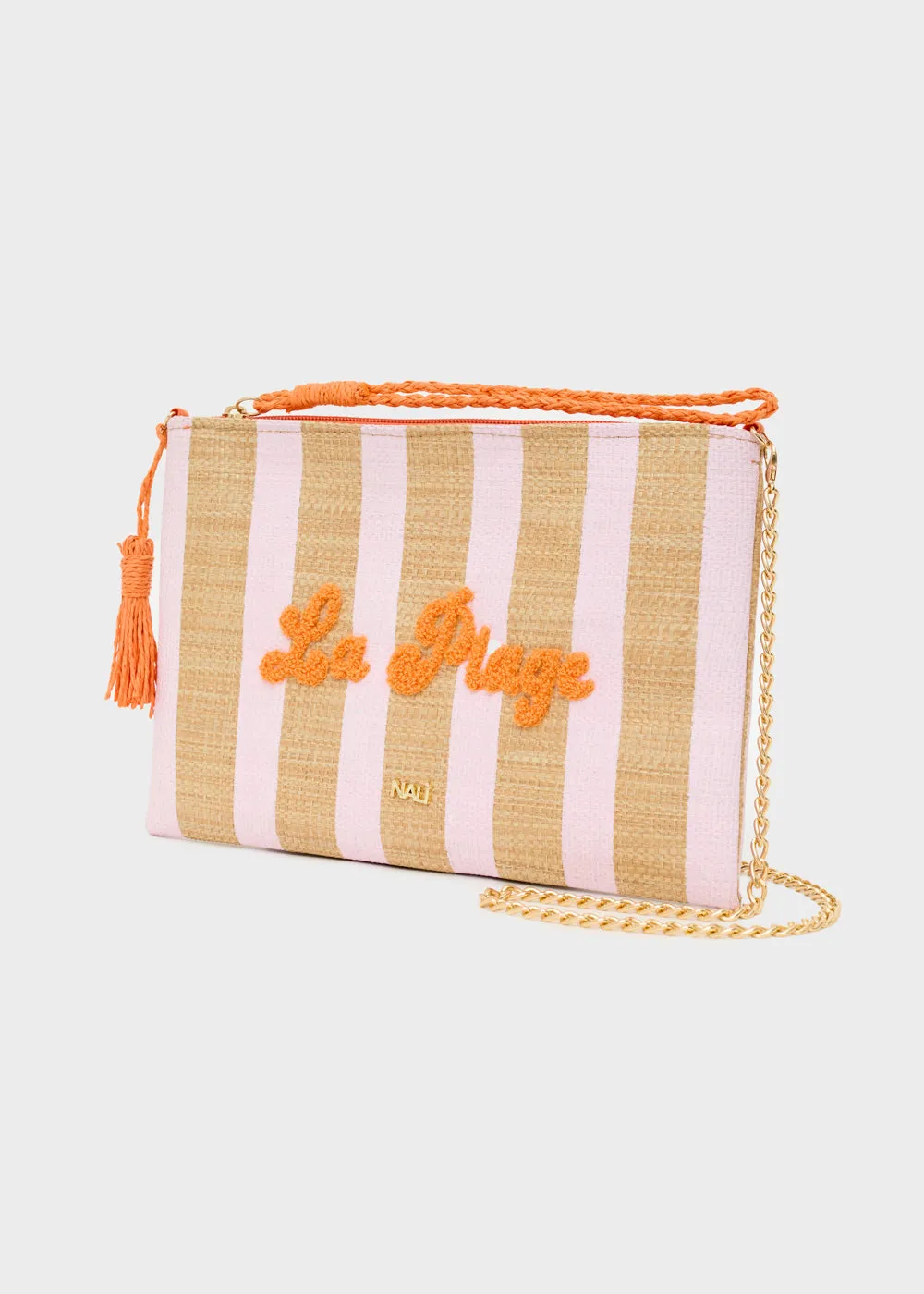 CAPRI POCHETTE IN RAFFIA W/STRIPES