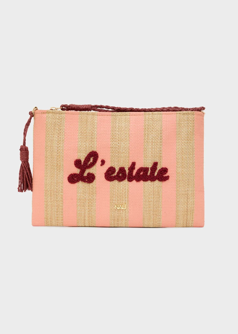 CAPRI POCHETTE IN RAFFIA W/STRIPES