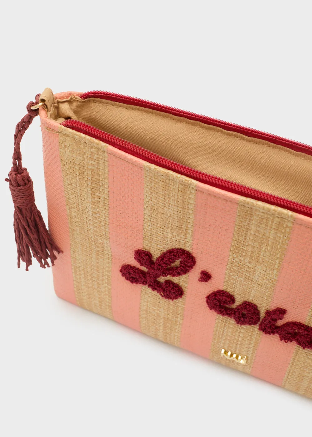 CAPRI POCHETTE IN RAFFIA W/STRIPES