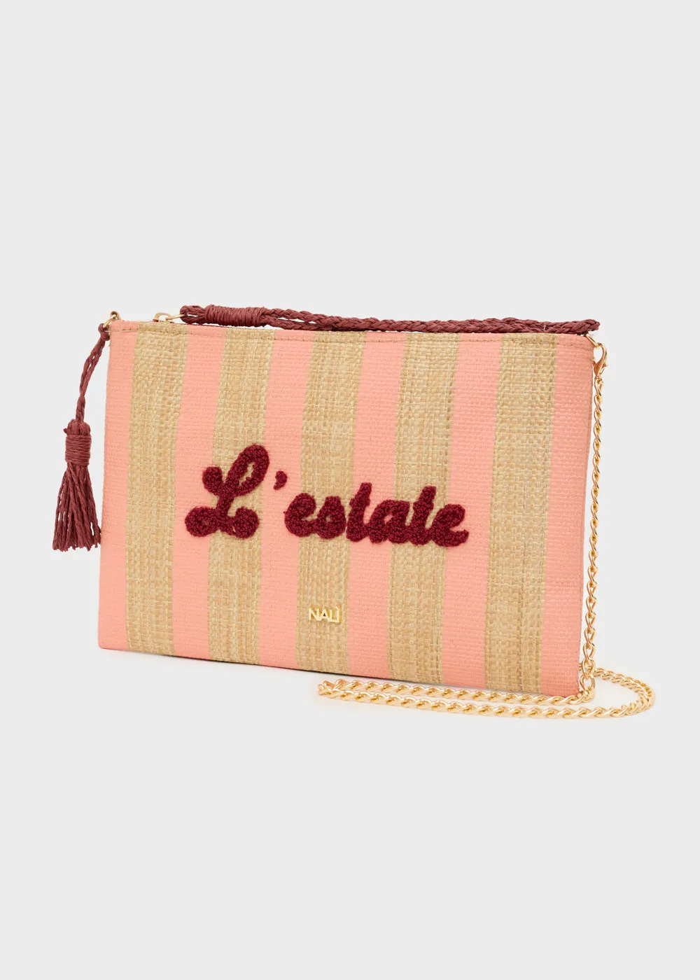 CAPRI POCHETTE IN RAFFIA W/STRIPES