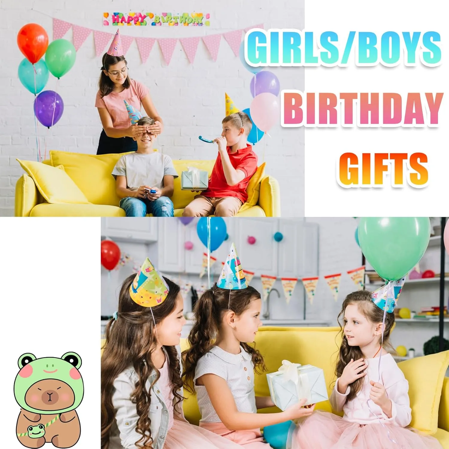 Capybara Plush with 9 pcs Clothes & Accessories, 10.2 in Cute Capybara Stuffed Animal Plush Toys, Dress Up Cute Plushies for Girls/Boys (Black)