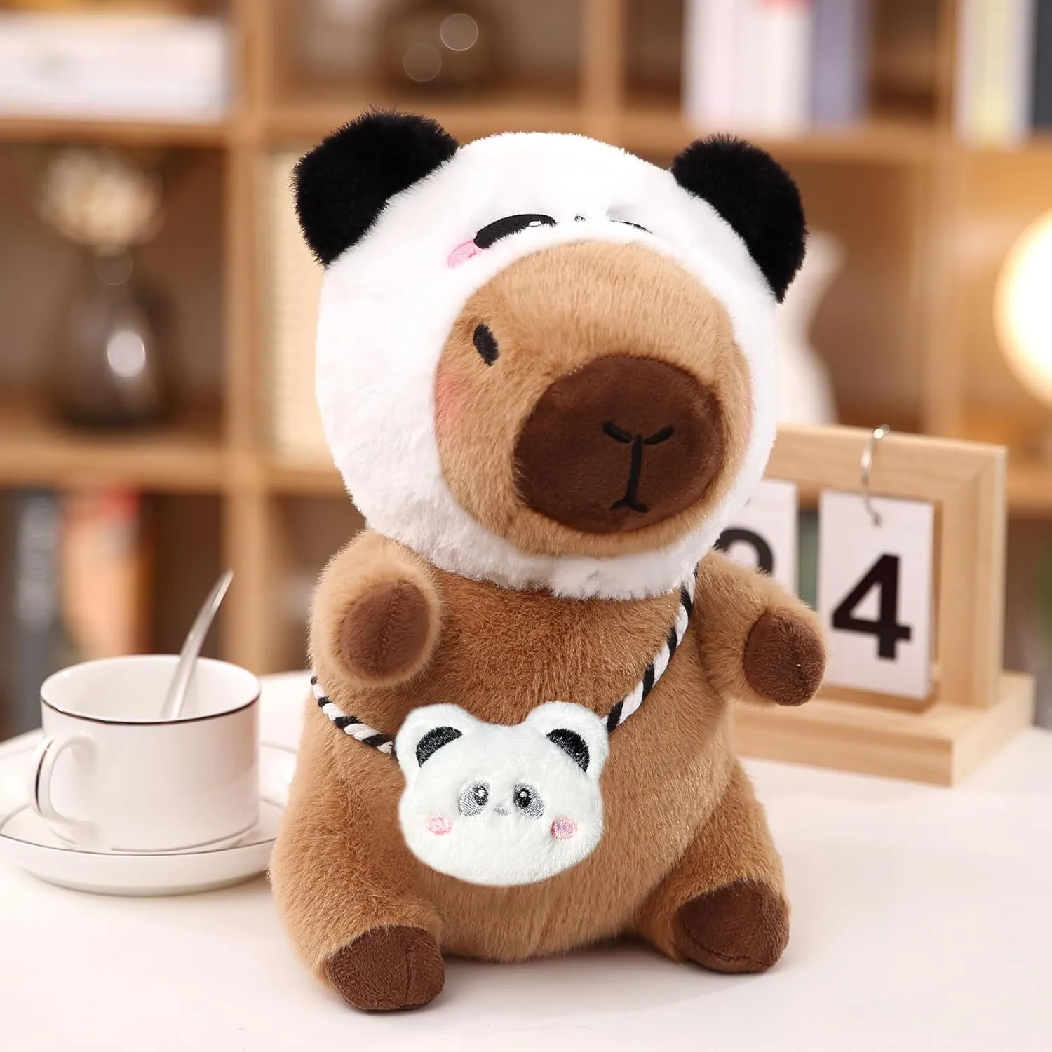 Capybara Plush with 9 pcs Clothes & Accessories, 10.2 in Cute Capybara Stuffed Animal Plush Toys, Dress Up Cute Plushies for Girls/Boys (Black)