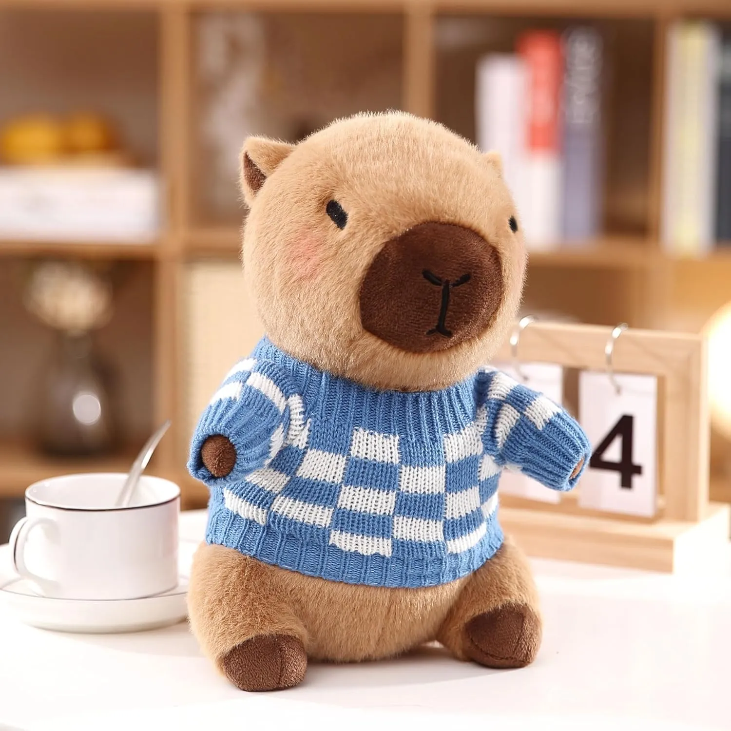Capybara Plush with 9 pcs Clothes & Accessories, 10.2 in Cute Capybara Stuffed Animal Plush Toys, Dress Up Cute Plushies for Girls/Boys (Black)