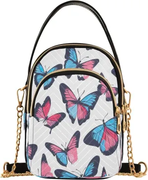 Cartoon Colorful Butterfly Shoulder Bags for Women Retro Classic Handbag Purse Small Purses with Chain