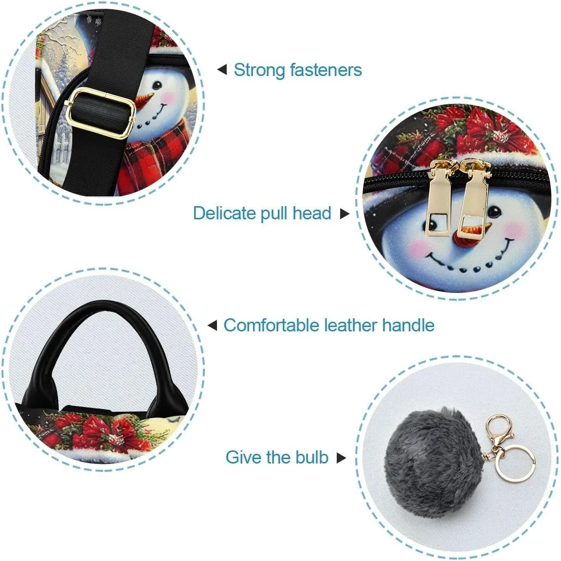 Cartoon Snowman Bird Anti Theft Backpack Purse for Women Fashion Travel Bags with Pompom