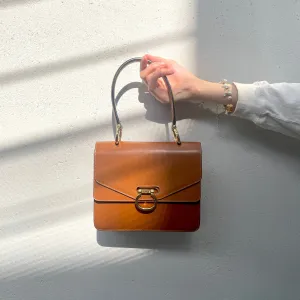 Celine Leather Ganchini Double Flap Handbag