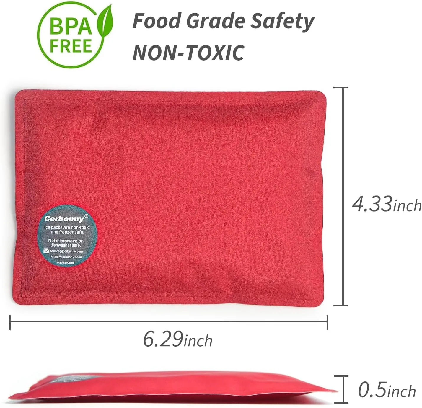 Cerbonny Ice Packs for Lunch Boxes,Soft Ice Packs for Beach Bags,Freezer Packs for Coolers,Reusable Ice Packs for Lunch Boxes and Coolers-Pack of 4