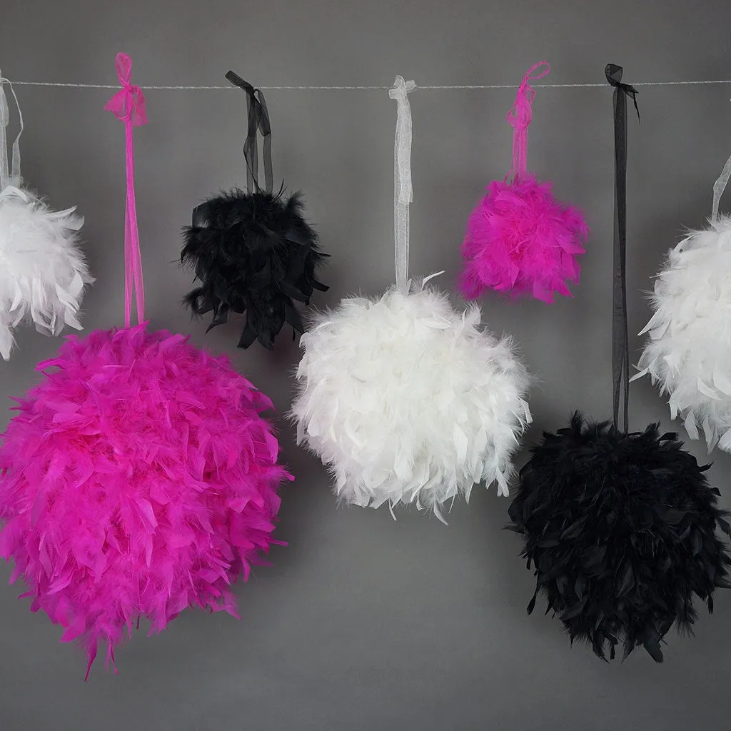 Chandelle Feather Pom Poms - Black - 12"