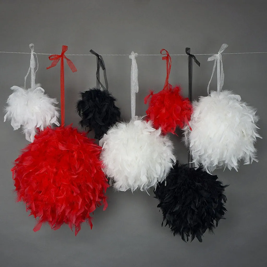 Chandelle Feather Pom Poms - Black - 12"