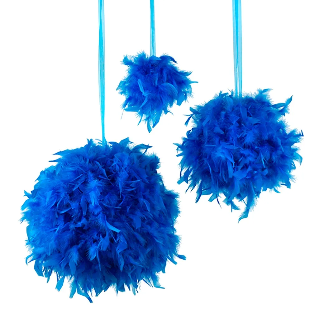 Chandelle Feather Pom Poms - Dark Turquoise - 6"