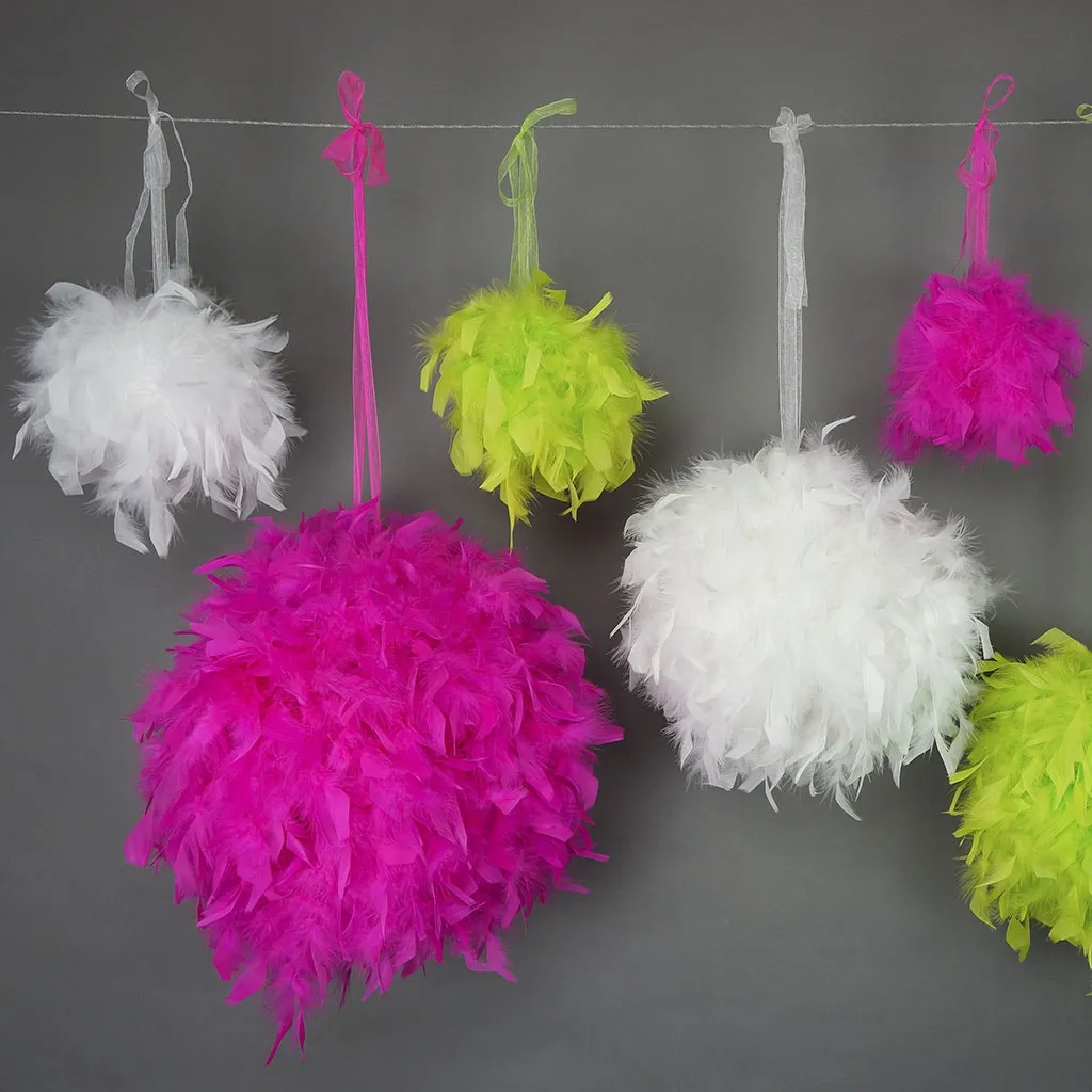 Chandelle Feather Pom Poms - White - 6"