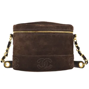 CHANEL 1996-1997 Brown Suede Triple CC Shoulder Bag JT08654e