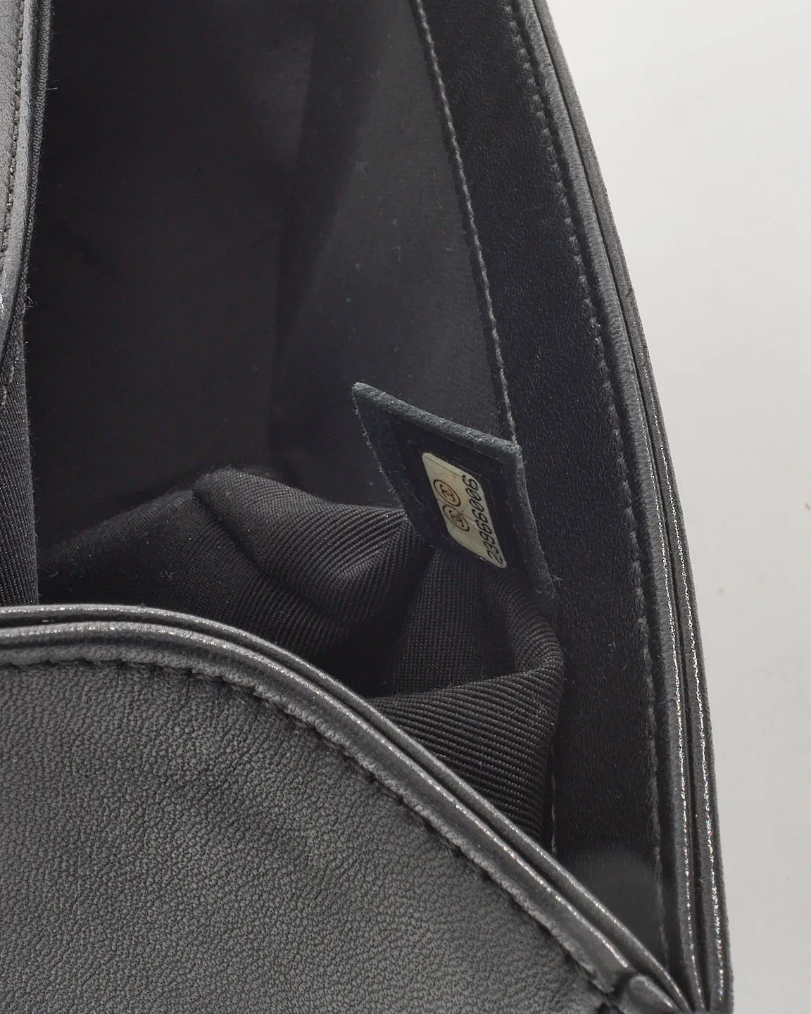 Chanel Black Lambskin Leather Chevron Old Medium Boy Bag