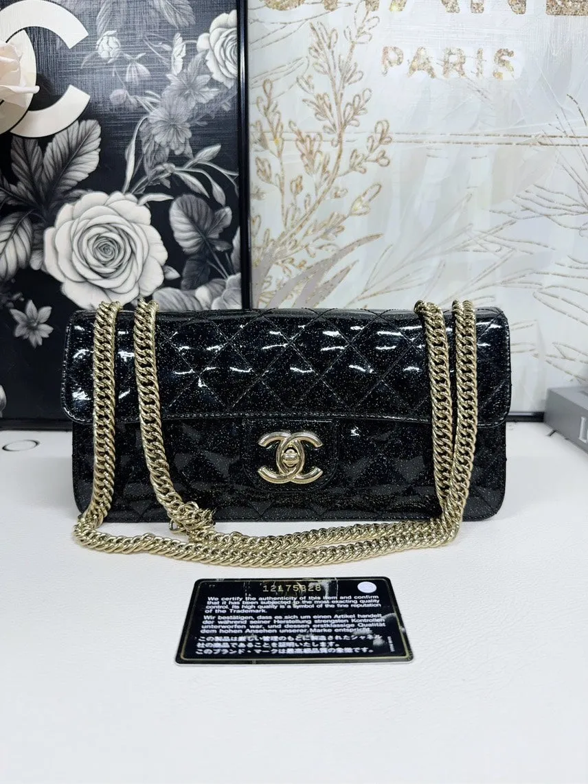 Chanel Classic Flap Bag Black Patent Leather Shoulder Bag