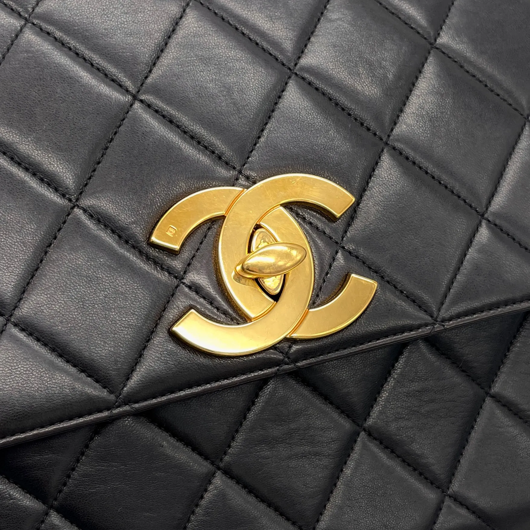 Chanel Jumbo Coco Mark Turnlock Chain Shoulder Flap Bag