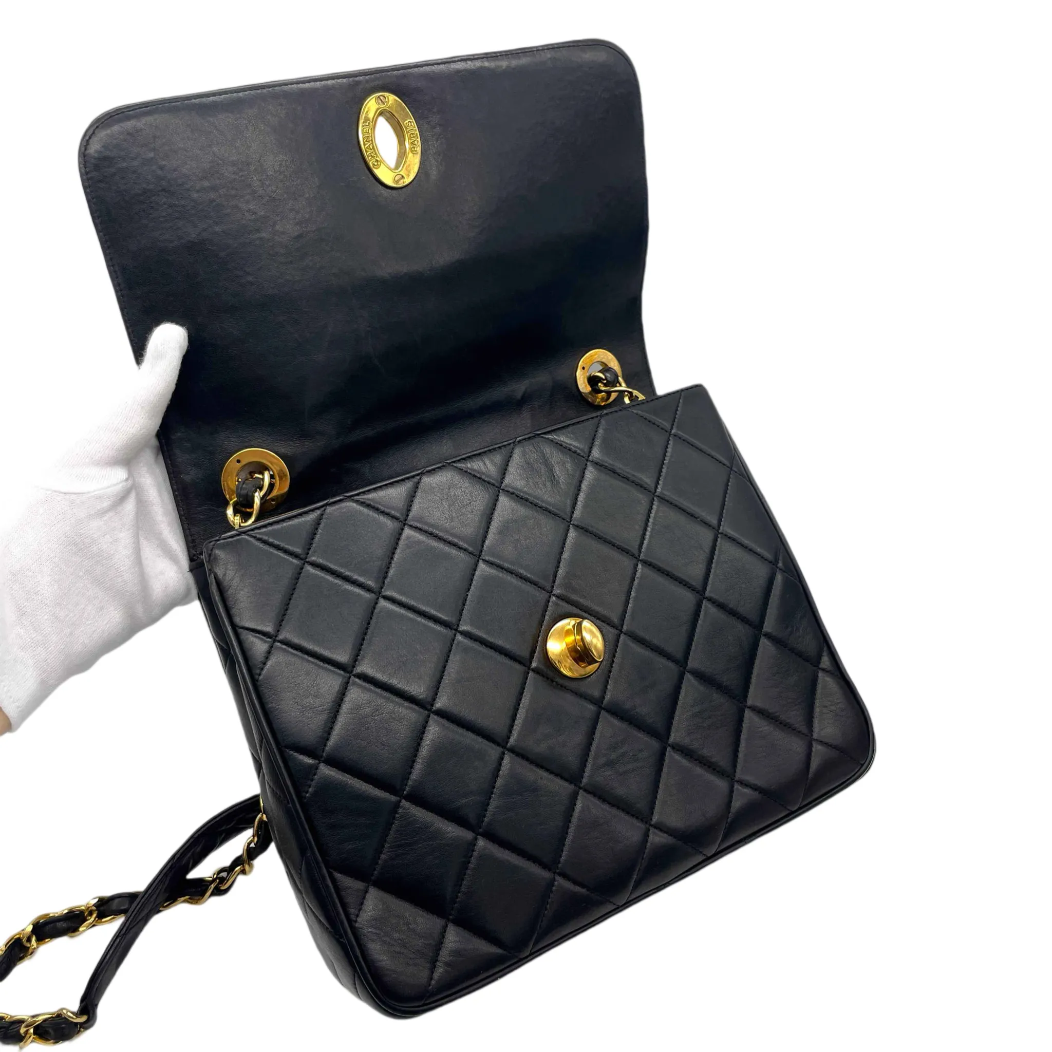 Chanel Jumbo Coco Mark Turnlock Chain Shoulder Flap Bag