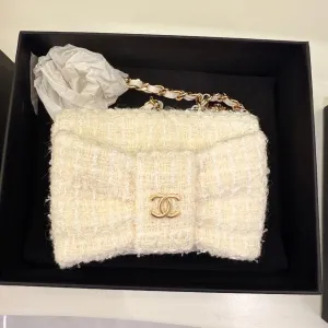 Chanel Mini Tweed Bag in Ivory - Preloved Chanel Mini Bag