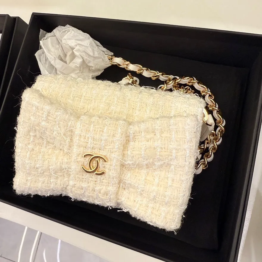 Chanel Mini Tweed Bag in Ivory - Preloved Chanel Mini Bag