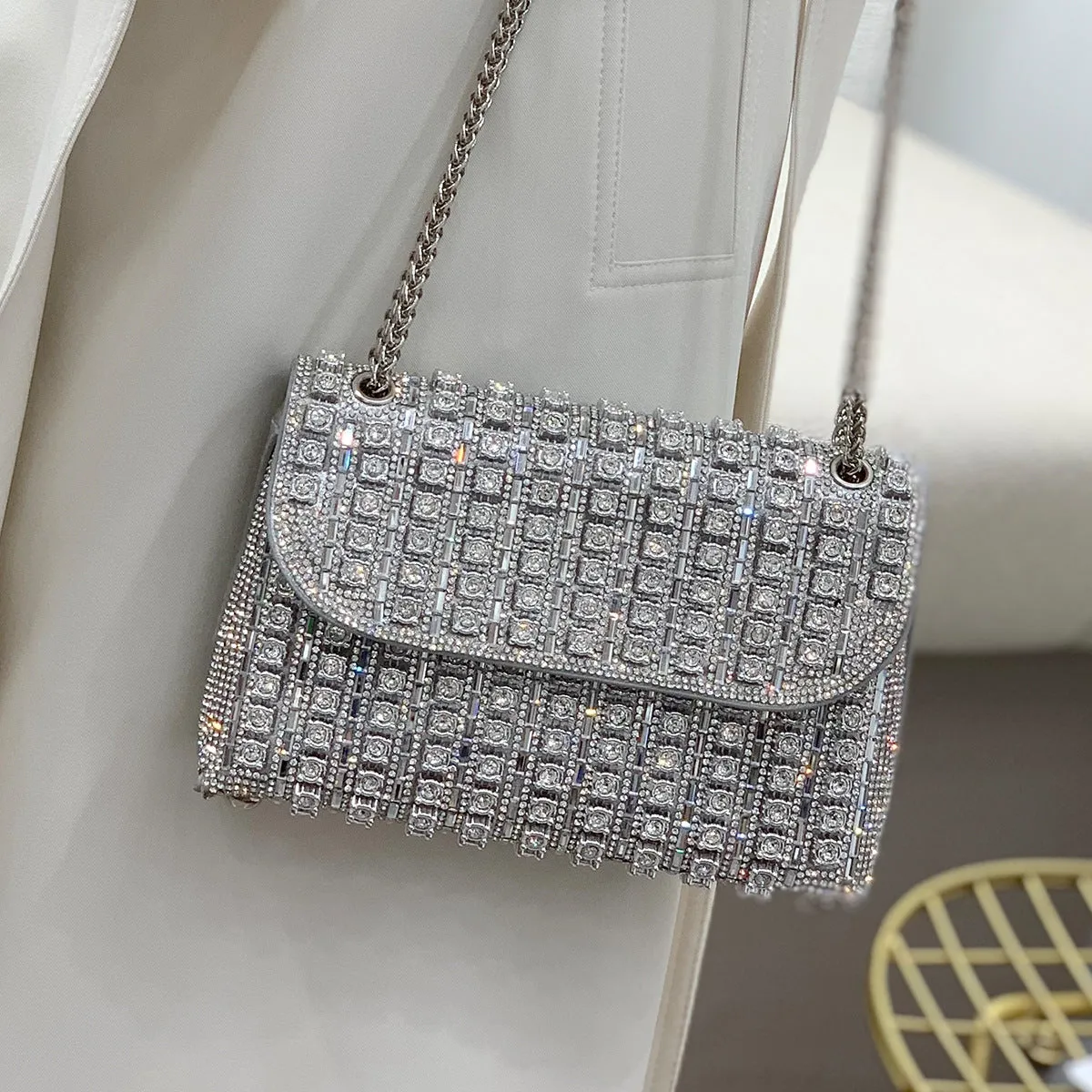 Chantal Clutch Bag with Diamond Detail