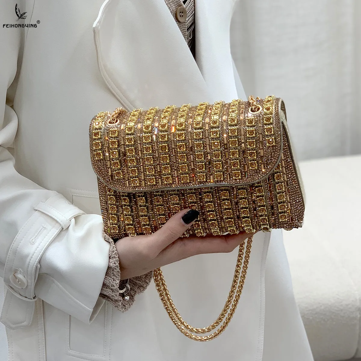 Chantal Clutch Bag with Diamond Detail