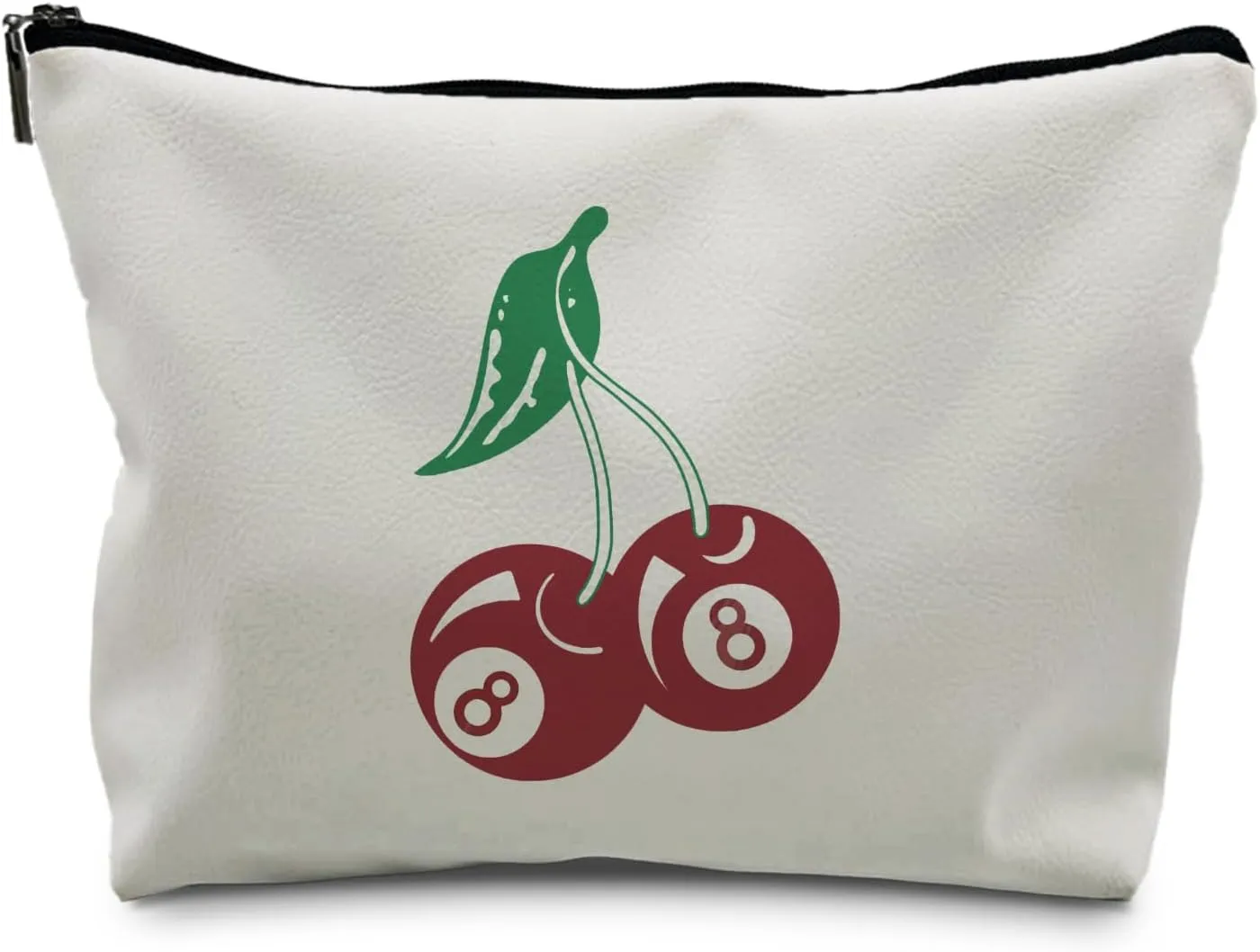 Cherry Makeup Bag, Preppy Makeup Bag, Trendy Retro 8 Ball Cherries Makeup Bag, Vintage Cosmetic Bag for Purse, Preppy Stuff, Preppy Makeup Pouch, Cherry Themed Gifts (PU)