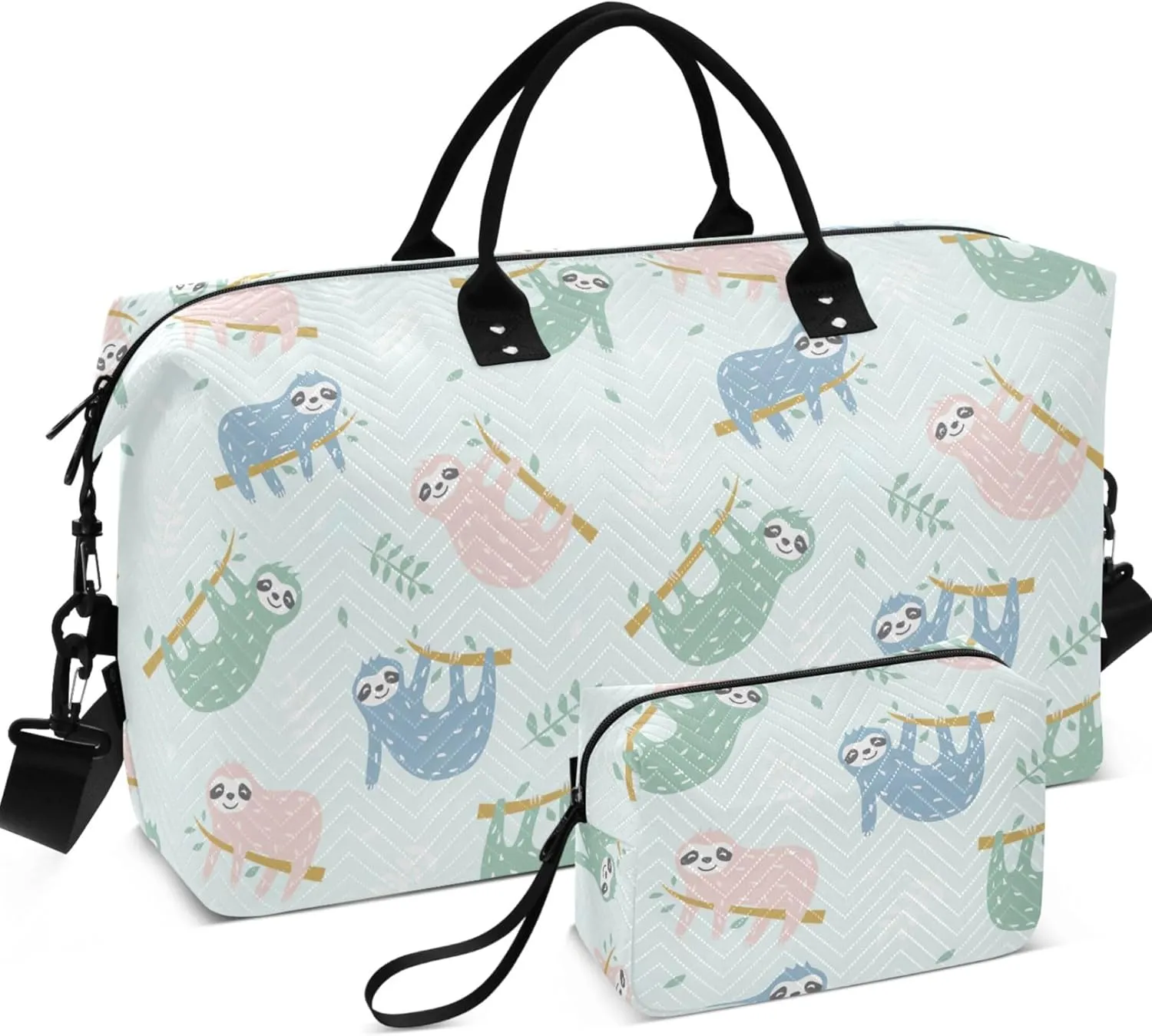 Childish Cute Sloth Creative Colorful Duffel Bag for Travel Toiletry Bags Set, Cute Women Gym Duffle Bag Carry on Tote
