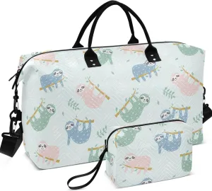 Childish Cute Sloth Creative Colorful Duffel Bag for Travel Toiletry Bags Set, Cute Women Gym Duffle Bag Carry on Tote